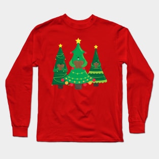 Caroling Christmas Trees Long Sleeve T-Shirt